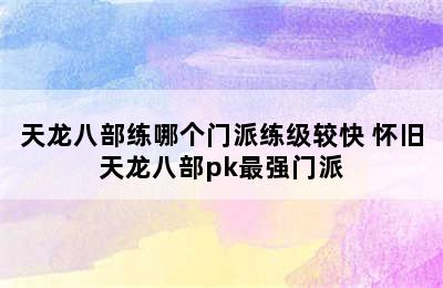 天龙八部练哪个门派练级较快 怀旧天龙八部pk最强门派